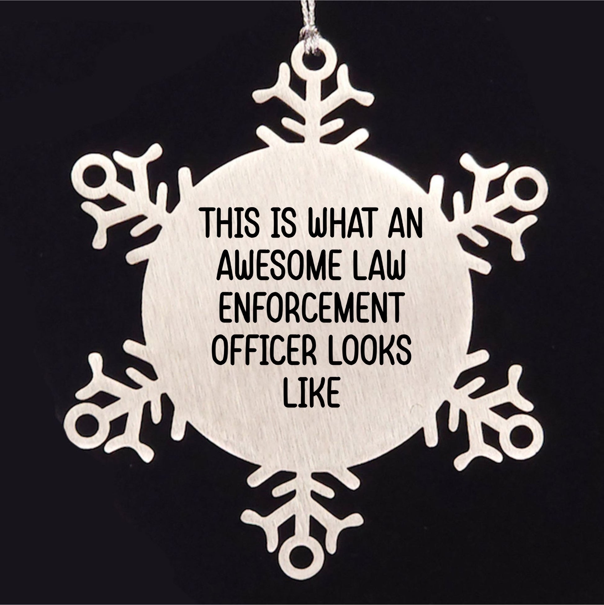 Funny Law Enforcement Officer Gifts from Friends, Snowflake Ornament, 'This Is What An Awesome Law Enforcement Officer Looks Like' Christmas Unique Giving Ideas
