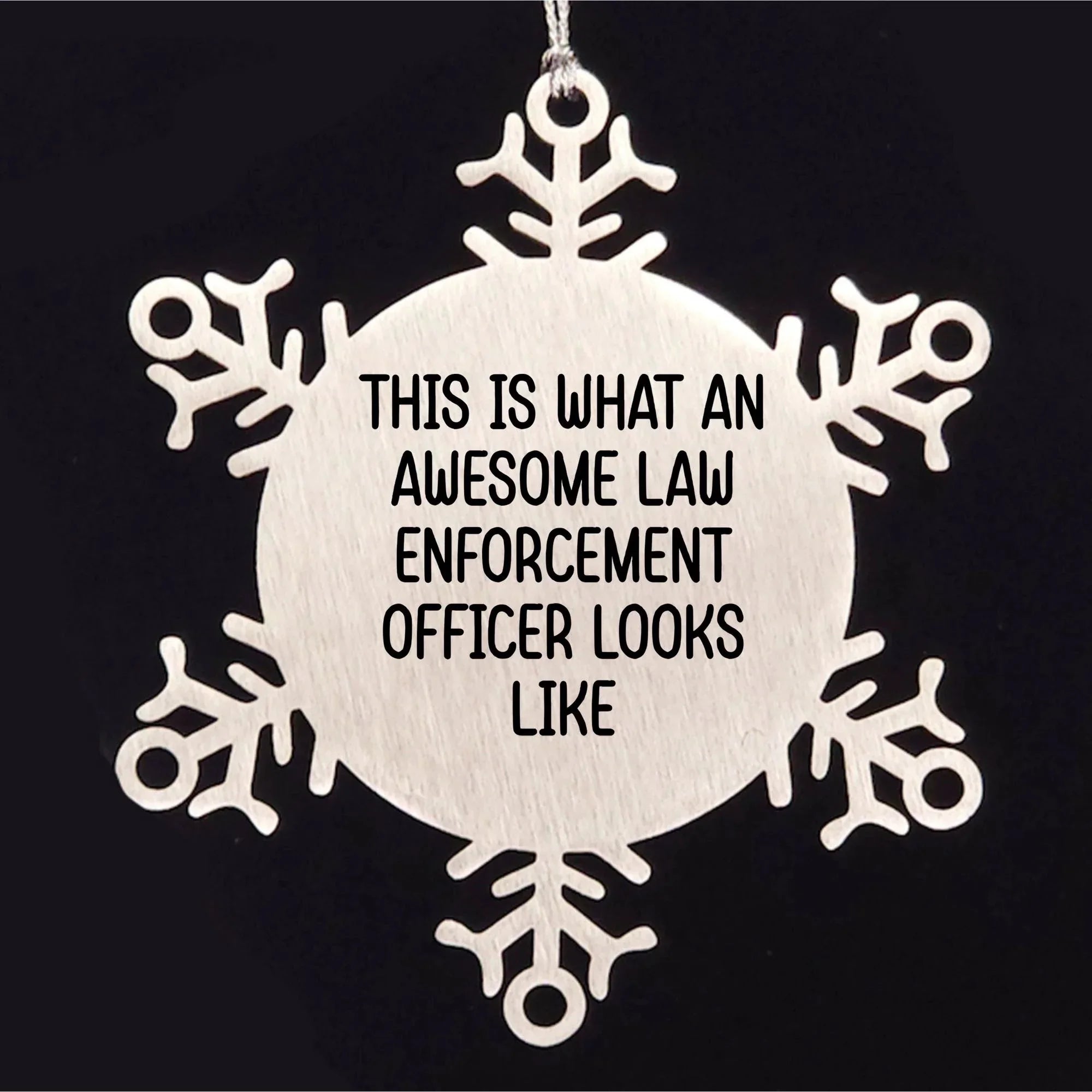 Funny Law Enforcement Officer Gifts from Friends, Snowflake Ornament, 'This Is What An Awesome Law Enforcement Officer Looks Like' Christmas Unique Giving Ideas