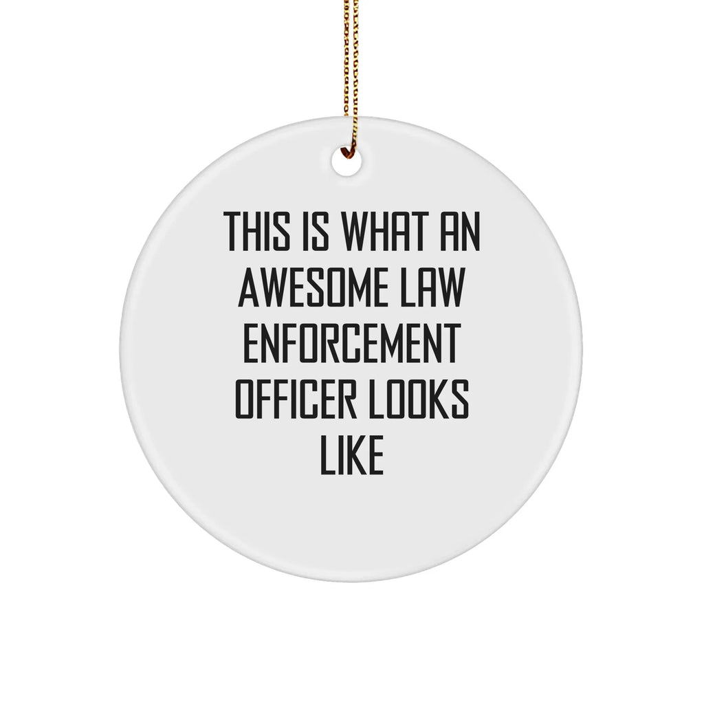 Funny Law Enforcement Officer Gifts from Friends - This Is What Awesome Looks Like, Circle Ornament for Christmas