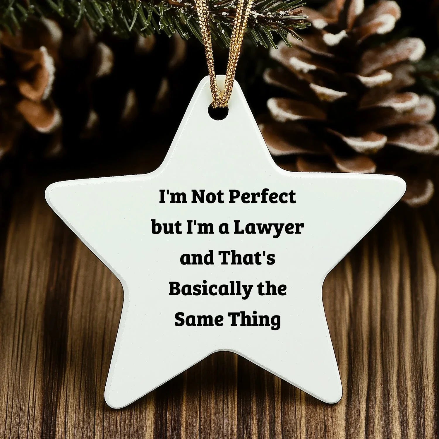 Funny Lawyer Gifts for Men - 'I'm Not Perfect' Star Ornament, Gifts from Family for Christmas
