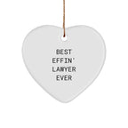 Funny Lawyer Gifts from Best Effin' Lawyer Ever - Heart Ornament for Christmas, Best Lawyer Ever Mug for Men or Women, Friends, Coworkers, Family