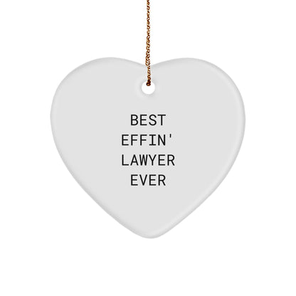 Funny Lawyer Gifts from Best Effin' Lawyer Ever - Heart Ornament for Christmas, Best Lawyer Ever Mug for Men or Women, Friends, Coworkers, Family