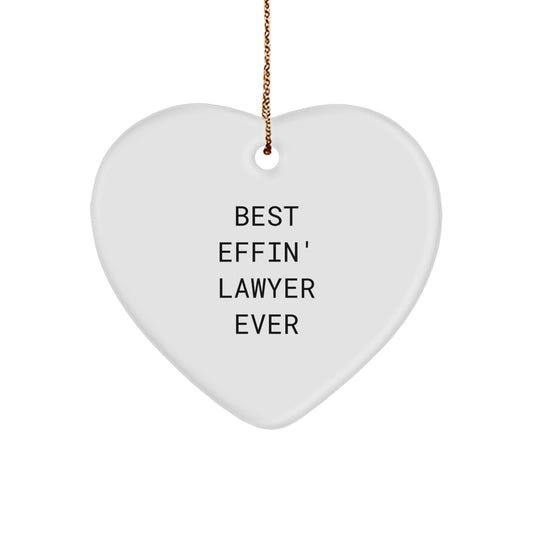 Funny Lawyer Gifts from Best Effin' Lawyer Ever - Heart Ornament for Christmas, Best Lawyer Ever Mug for Men or Women, Friends, Coworkers, Family