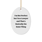 Funny Lawyer Ornament Gifts from Friends to Coworkers, 'I'm Not Perfect' Oval Ornament for Christmas