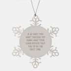 Funny Loan Officer Gifts, 'If At First You Don't Succeed' Snowflake Ornament from Friends, Coworkers, Family to Men, Women, Loan Officer, Christmas Unique Present
