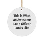 Funny Loan Officer Gifts from Friends for Christmas Unique Circle Ornaments, 'This Is What An Awesome Loan Officer Looks Like' Quote