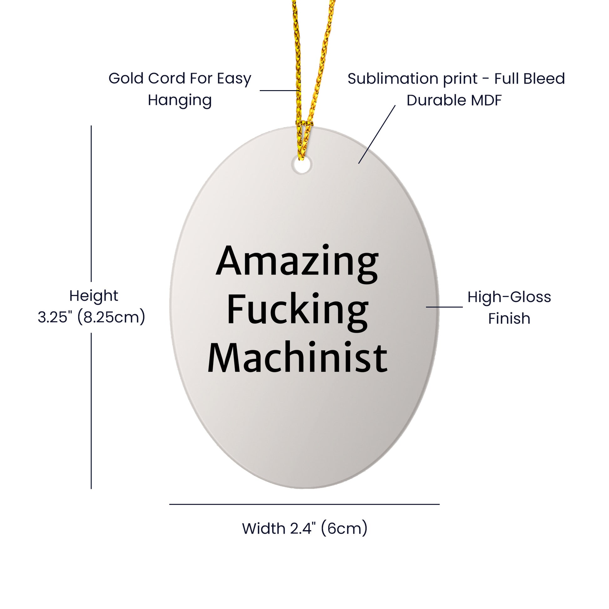 Funny Machinist Gifts for Men from Family - Amazing Oval Ornament for Christmas