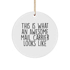 Funny Mail Carrier Gifts from Family - This Is What An Awesome Mail Carrier Looks Like Circle Ornament for Mail Carrier's Office, Christmas Unique Presents for Women, Men, Coworkers