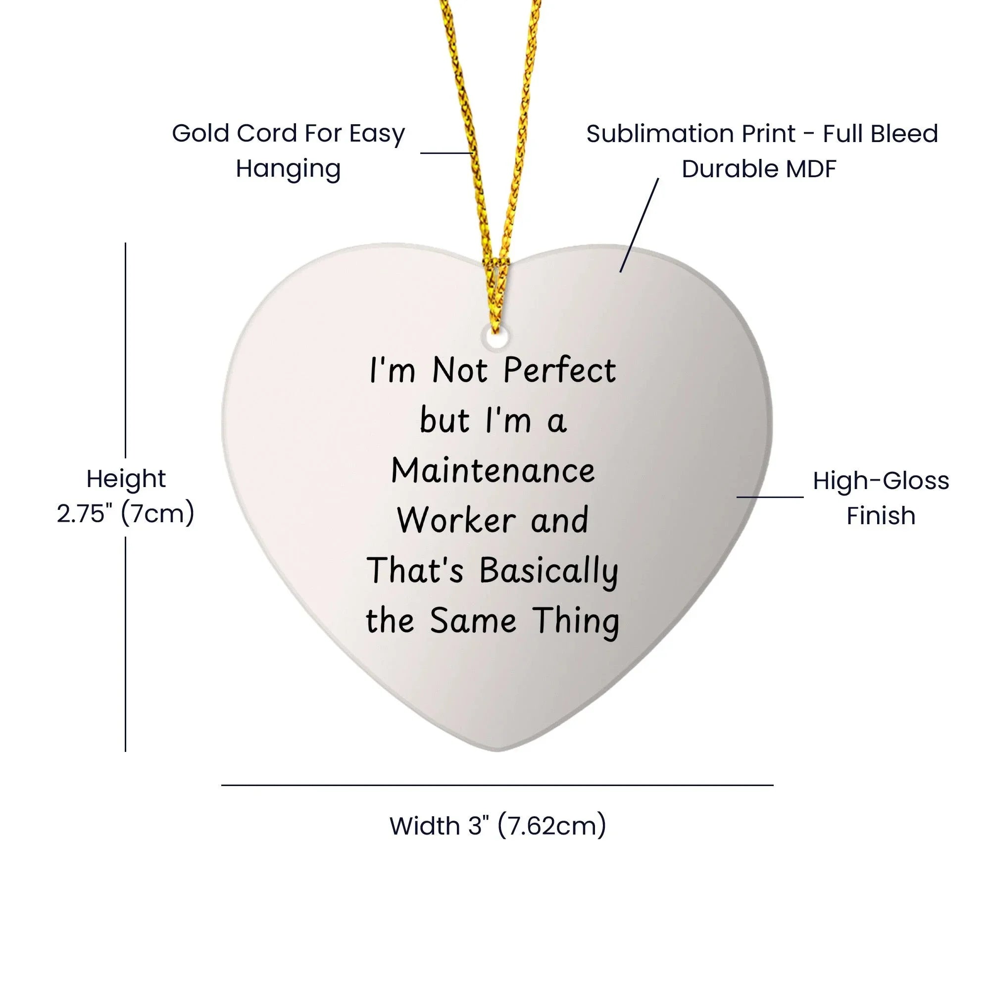 Funny Maintenance Worker Gifts, Heart Ornament, 'I'm Not Perfect But I'm A Maintenance Worker... Gifts from Friends and Family for Christmas