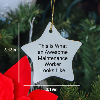 Funny Maintenance Worker Gifts Star Ornament This Is What An Awesome Maintenance Worker Looks Like Gifts from Family to Maintenance Worker Friends