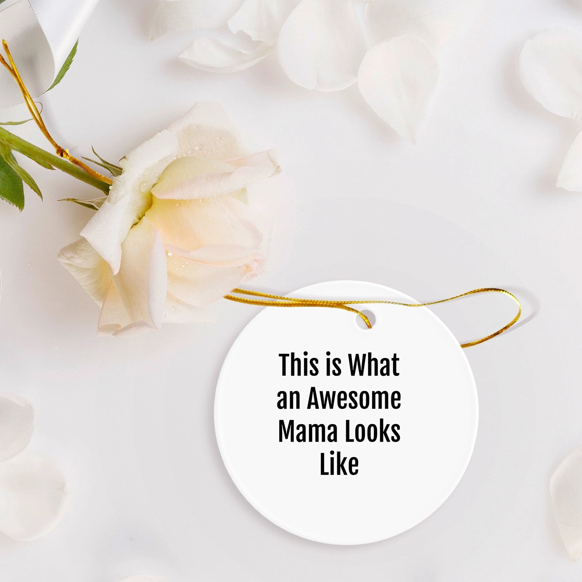 Funny Mama Gift 'This Is What An Awesome Mama Looks Like' Circle Ornament, Christmas Unique Presents