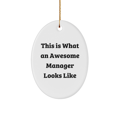 Funny Manager Gifts for Christmas - This Is What An Awesome Manager Looks Like Oval Ornament from Family to Friends, Coworkers, or Loved Ones