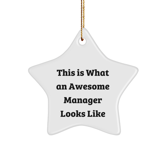Funny Manager Gifts from Friends for Christmas - Star Ornament with This Is What An Awesome Manager Looks Like Quote, Manager Star Ornament