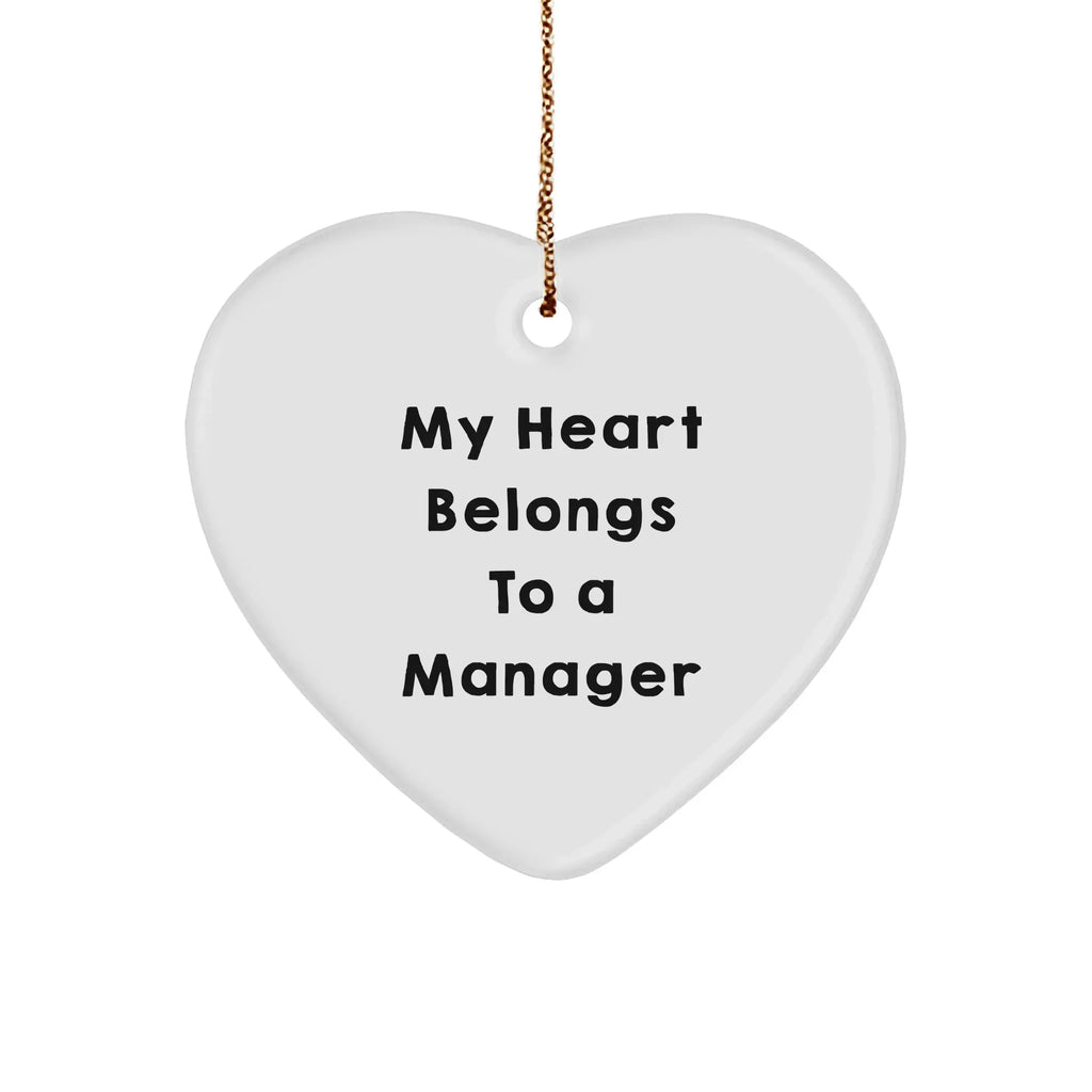 Funny Manager Gifts from Men - My Heart Belongs To A Manager Heart Ornament, Christmas Unique Gifts for Woman