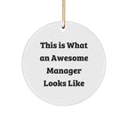 Funny Manager Quotes Gifts from Friends to Awesome Managers for Christmas Unique Circle Ornaments