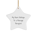 Funny Massage Therapist Star Ornament Romantic Quote - My Heart Belongs To A Massage Therapist Christmas Gift