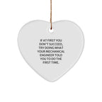 Funny Mechanical Engineer Gifts from Friends - Heart Ornament for Him or Her, Cute Quote, Christmas Unique Gifts for Men, Women, Coworkers, Family