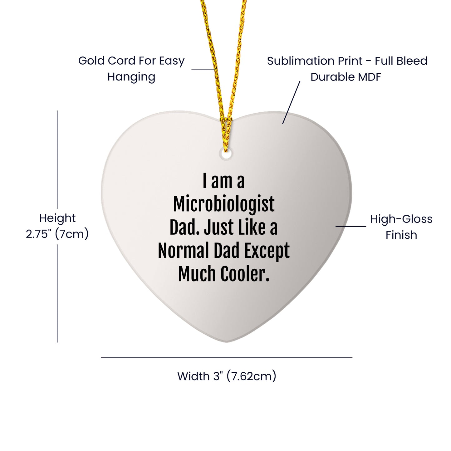 Funny Microbiologist Gifts from Men to Friends - I Am A Microbiologist Dad Heart Ornament for Christmas, Unique Gifts for Microbiologist, Dad, or Husband