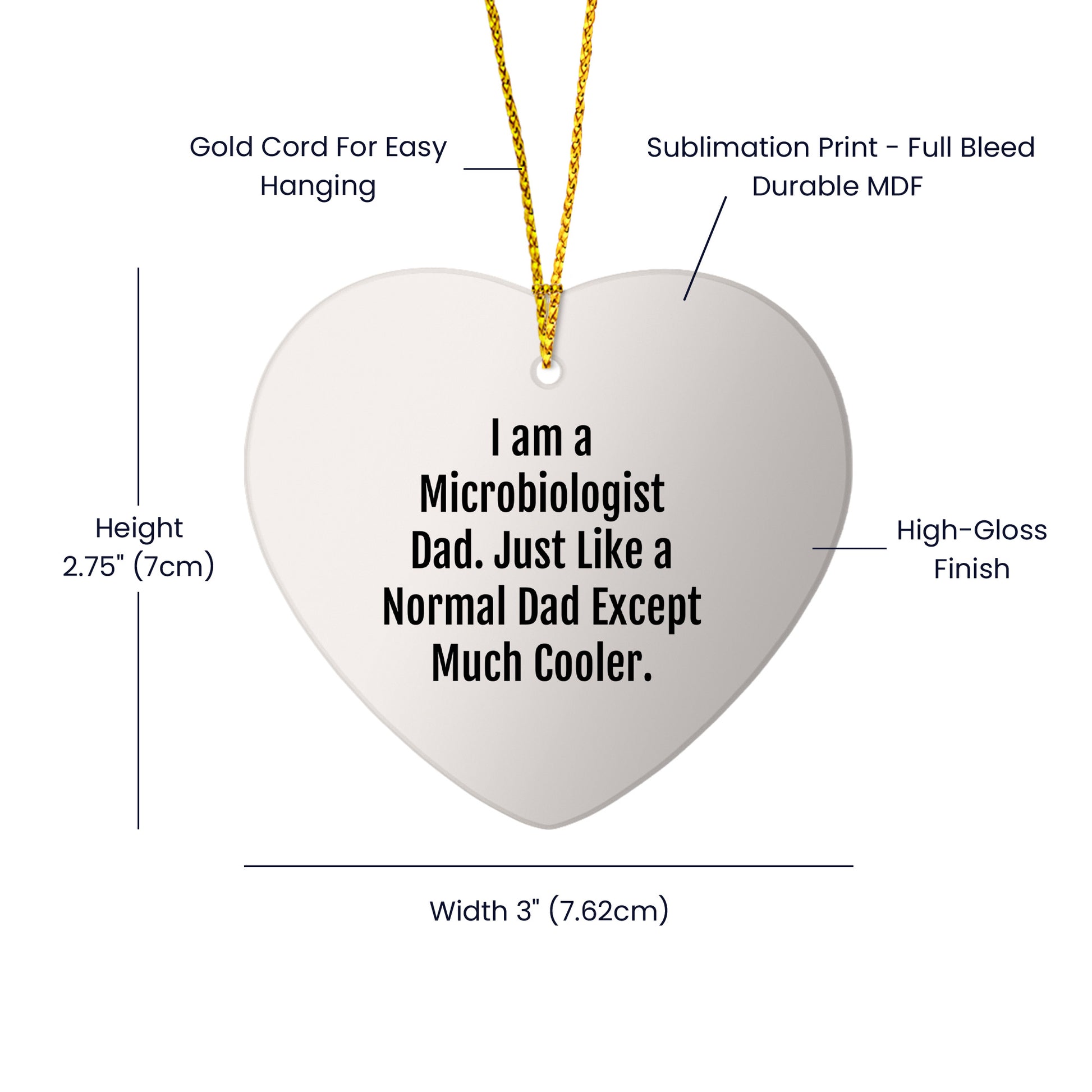 Funny Microbiologist Gifts from Men to Friends - I Am A Microbiologist Dad Heart Ornament for Christmas, Unique Gifts for Microbiologist, Dad, or Husband