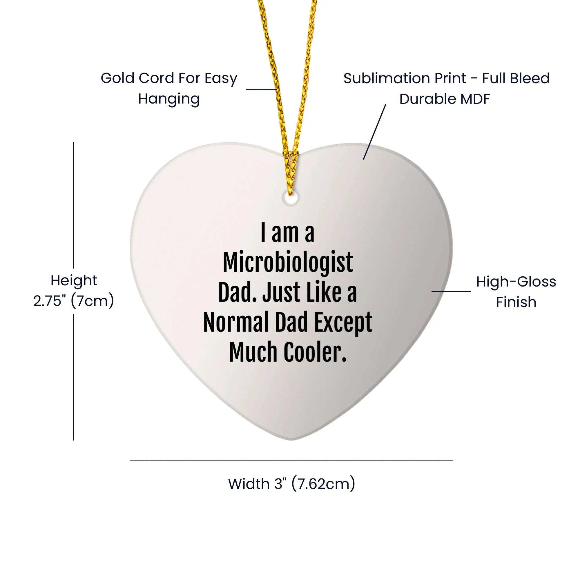 Funny Microbiologist Gifts from Men to Friends - I Am A Microbiologist Dad Heart Ornament for Christmas, Unique Gifts for Microbiologist, Dad, or Husband