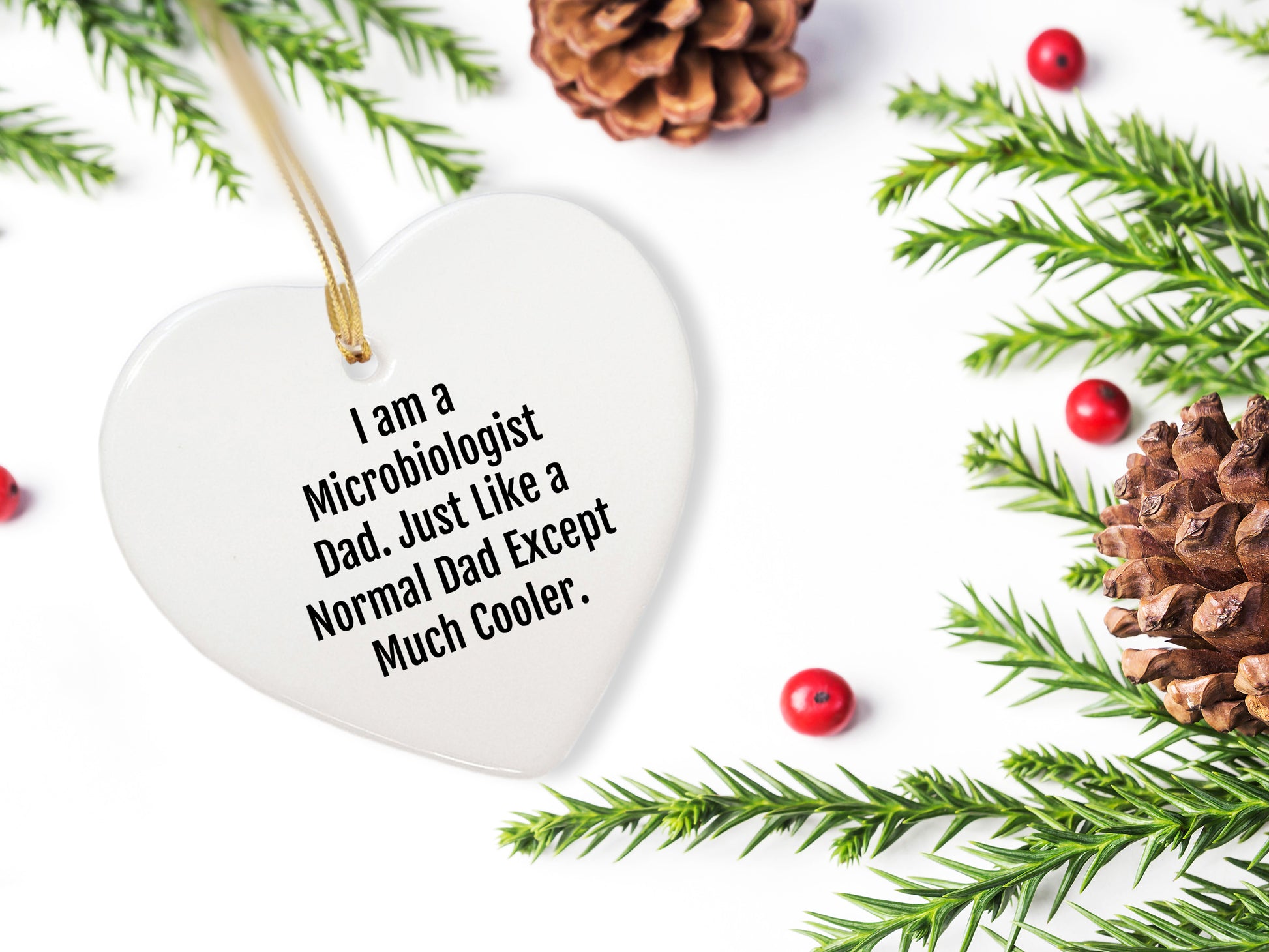 Funny Microbiologist Gifts from Men to Friends - I Am A Microbiologist Dad Heart Ornament for Christmas, Unique Gifts for Microbiologist, Dad, or Husband