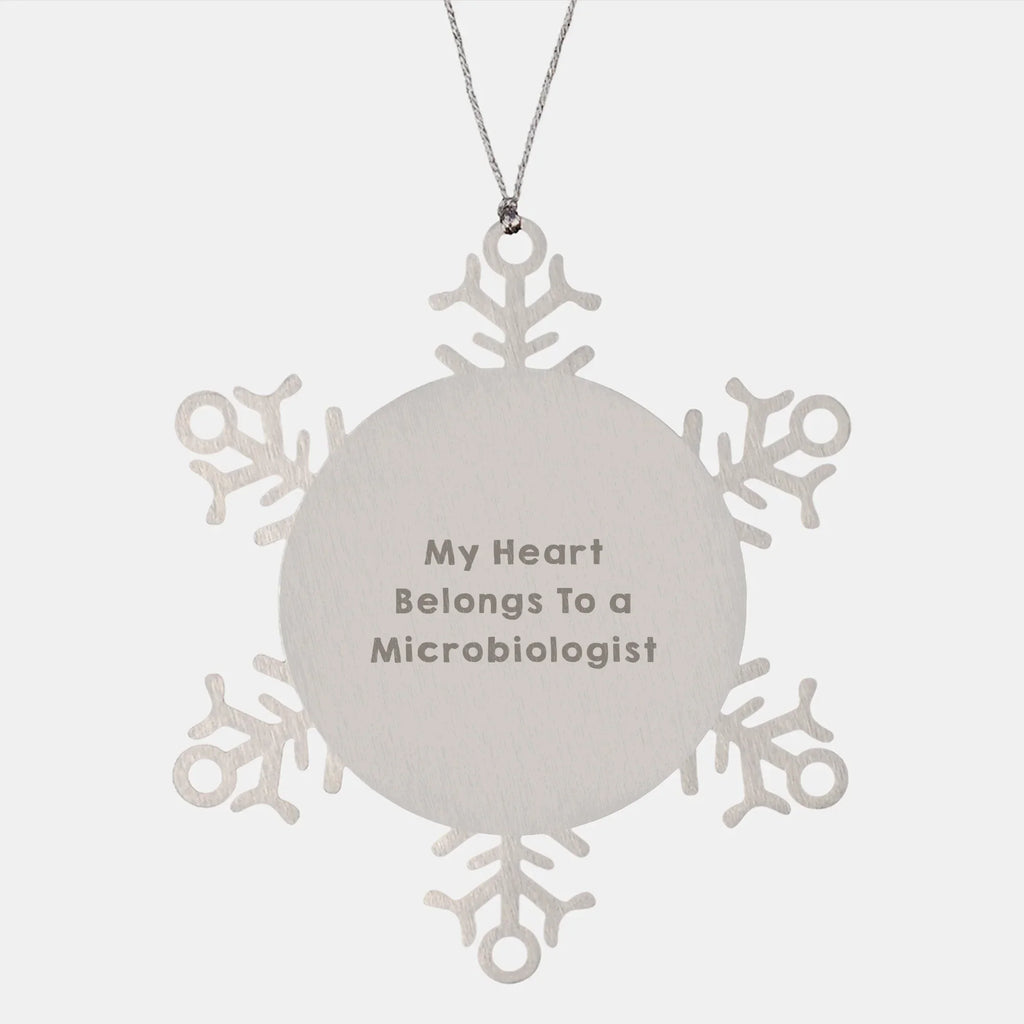Funny Microbiologist Gifts from Men to Friends - My Heart Belongs To A Microbiologist Snowflake Ornament, Christmas Unique Presents for Women Coworkers
