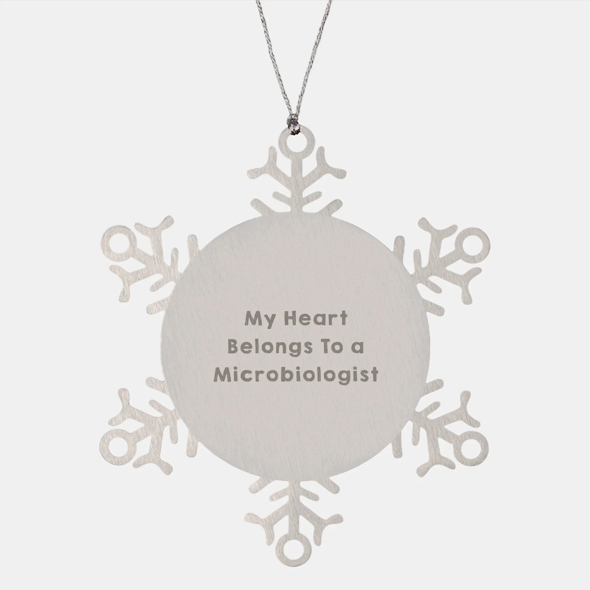 Funny Microbiologist Gifts from Men to Friends - My Heart Belongs To A Microbiologist Snowflake Ornament, Christmas Unique Presents for Women Coworkers