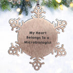 Funny Microbiologist Gifts from Men to Friends - My Heart Belongs To A Microbiologist Snowflake Ornament, Christmas Unique Presents for Women Coworkers