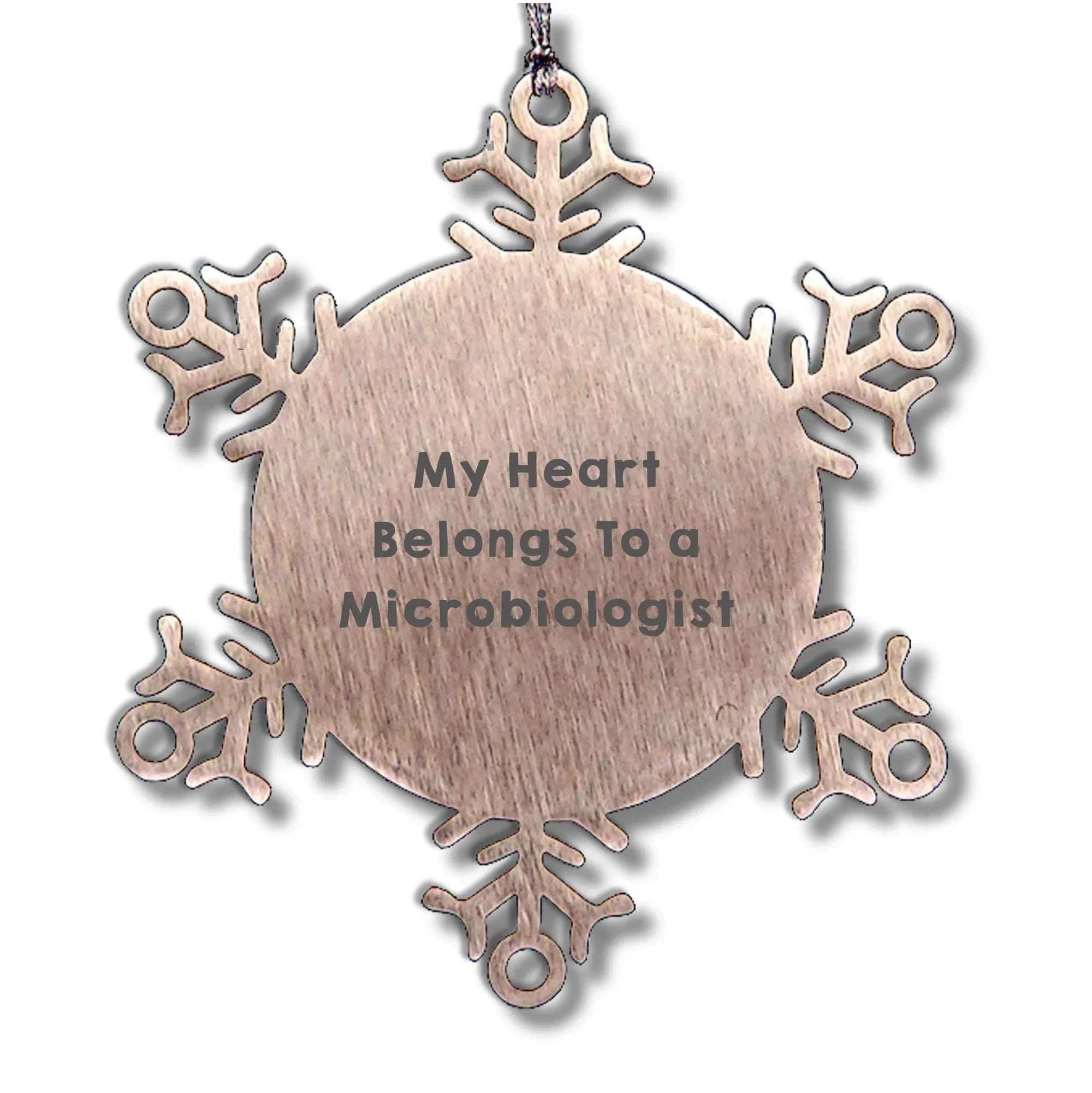Funny Microbiologist Gifts from Men to Friends - My Heart Belongs To A Microbiologist Snowflake Ornament, Christmas Unique Presents for Women Coworkers