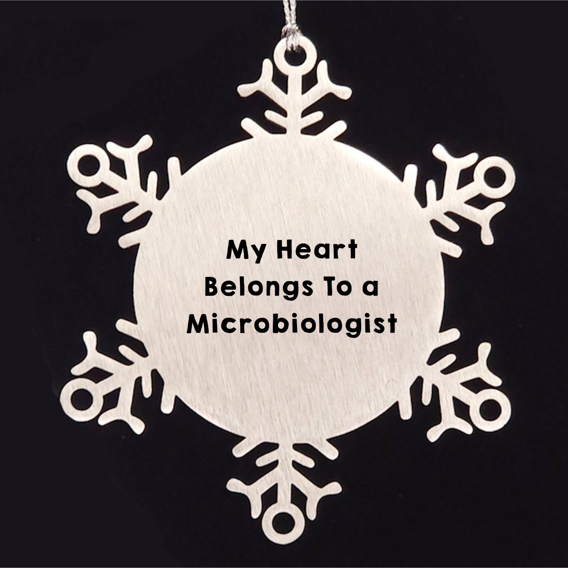 Funny Microbiologist Gifts from Men to Friends - My Heart Belongs To A Microbiologist Snowflake Ornament, Christmas Unique Presents for Women Coworkers