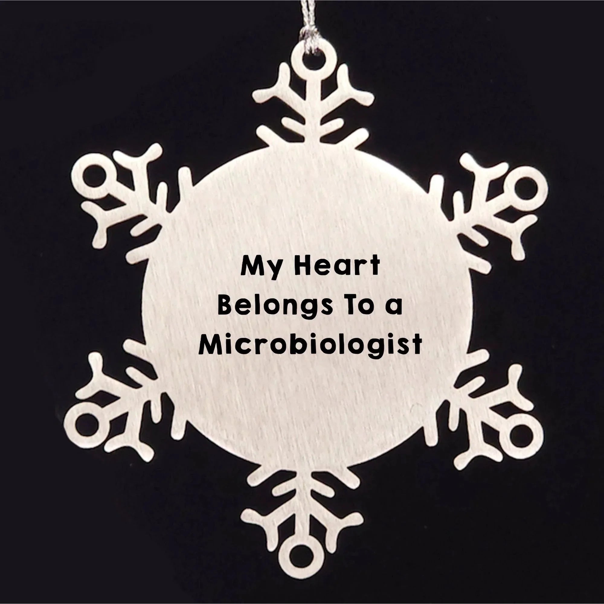 Funny Microbiologist Gifts from Men to Friends - My Heart Belongs To A Microbiologist Snowflake Ornament, Christmas Unique Presents for Women Coworkers