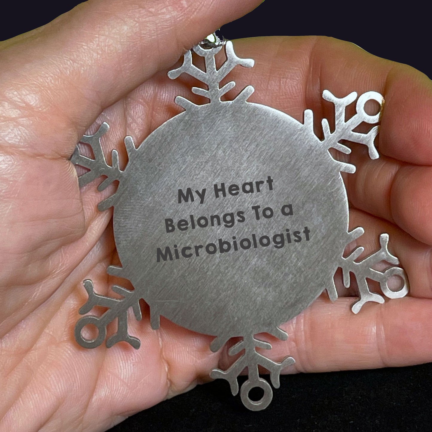 Funny Microbiologist Gifts from Men to Friends - My Heart Belongs To A Microbiologist Snowflake Ornament, Christmas Unique Presents for Women Coworkers