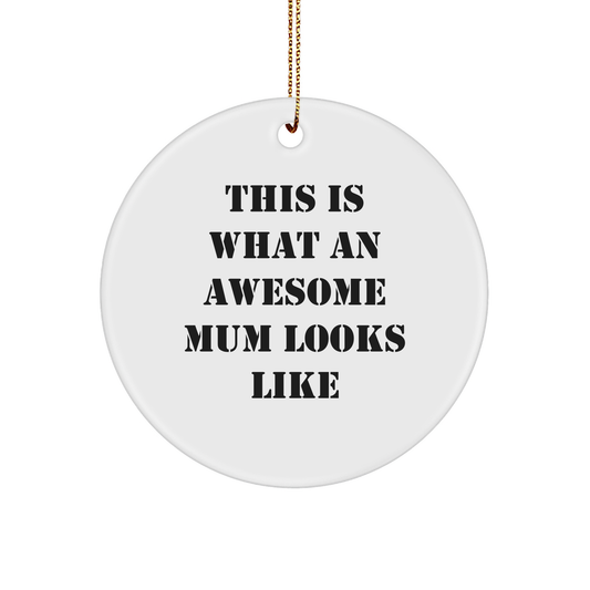 Funny Mum Gifts from Friends - 'This Is What An Awesome Mum Looks Like' Circle Ornament for Mum, Gifts for Mum, Christmas Unique Presents