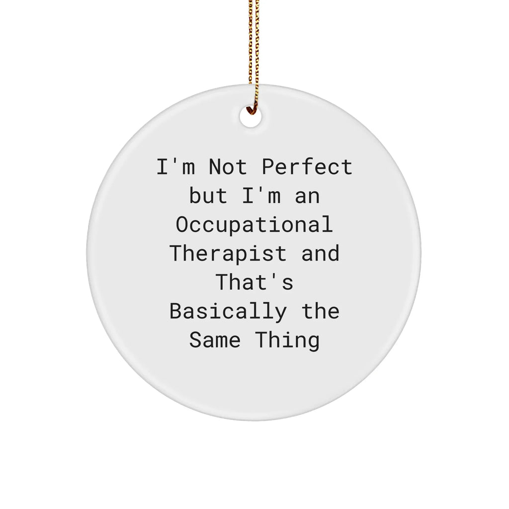 Funny Occupational Therapist Gifts, 'I'm Not Perfect' Circle Ornament, Christmas Decorations for Occupational Therapist, Gifts from Friends, Family, Coworkers