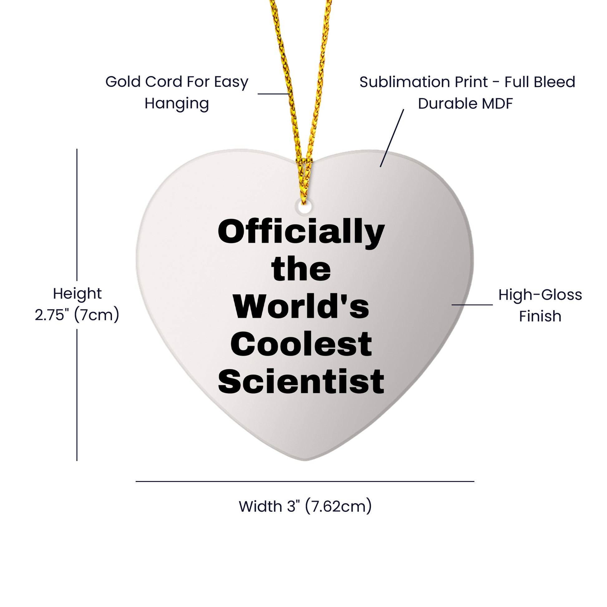 Funny Officially The World's Coolest Scientist Gifts for Scientist Friends and Family Christmas Unique Heart Ornament Gifts from Men to Women