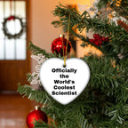 Funny Officially The World's Coolest Scientist Gifts for Scientist Friends and Family Christmas Unique Heart Ornament Gifts from Men to Women