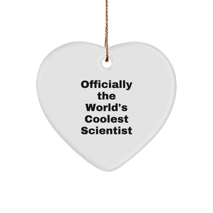Funny Officially The World's Coolest Scientist Gifts for Scientist Friends and Family Christmas Unique Heart Ornament Gifts from Men to Women