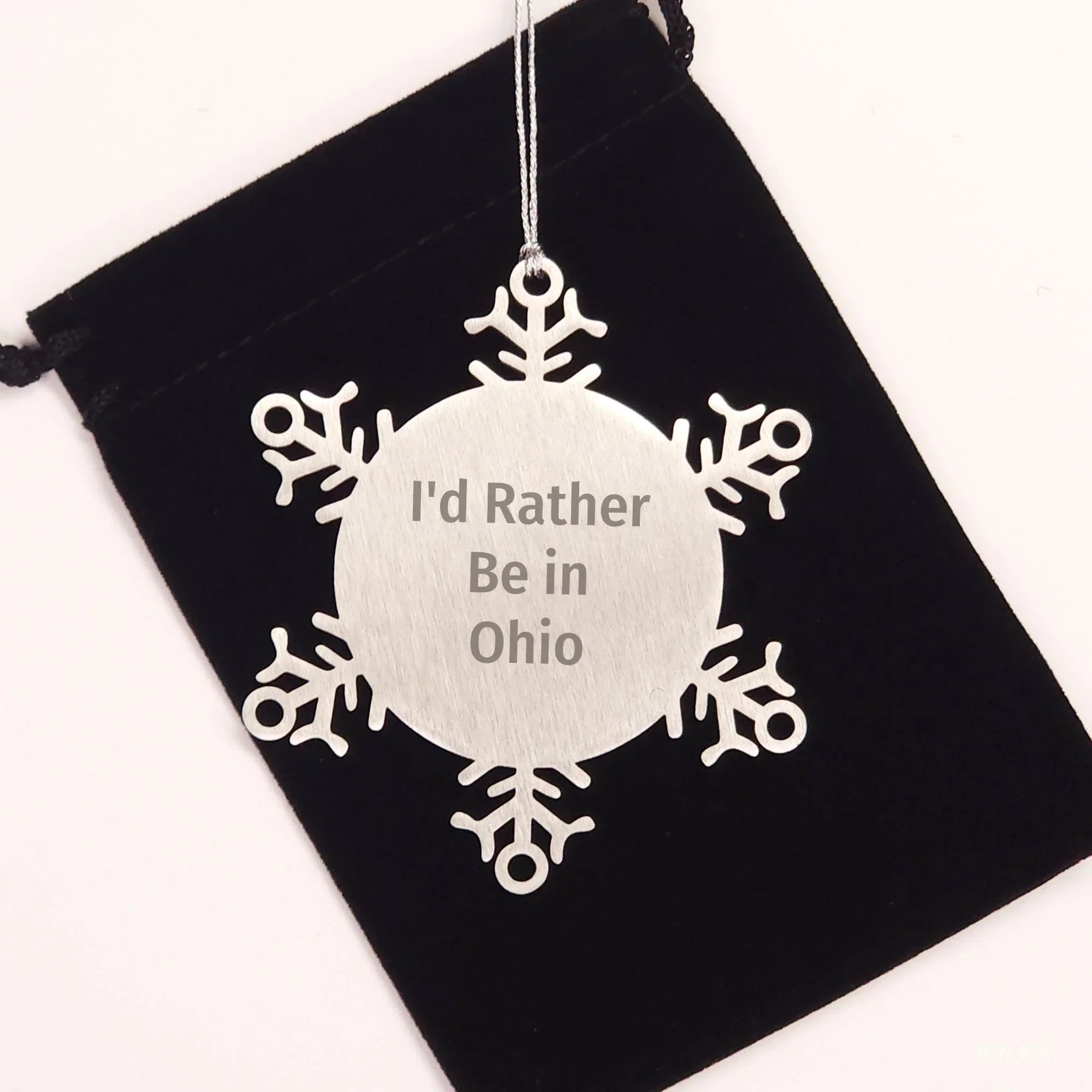 Funny Ohio Gifts, 'I'd Rather Be In Ohio' Snowflake Ornament for Men, Women, Family, Friends, Coworkers - Ohio Snowflake Ornament, Christmas Unique Gifts from Friends