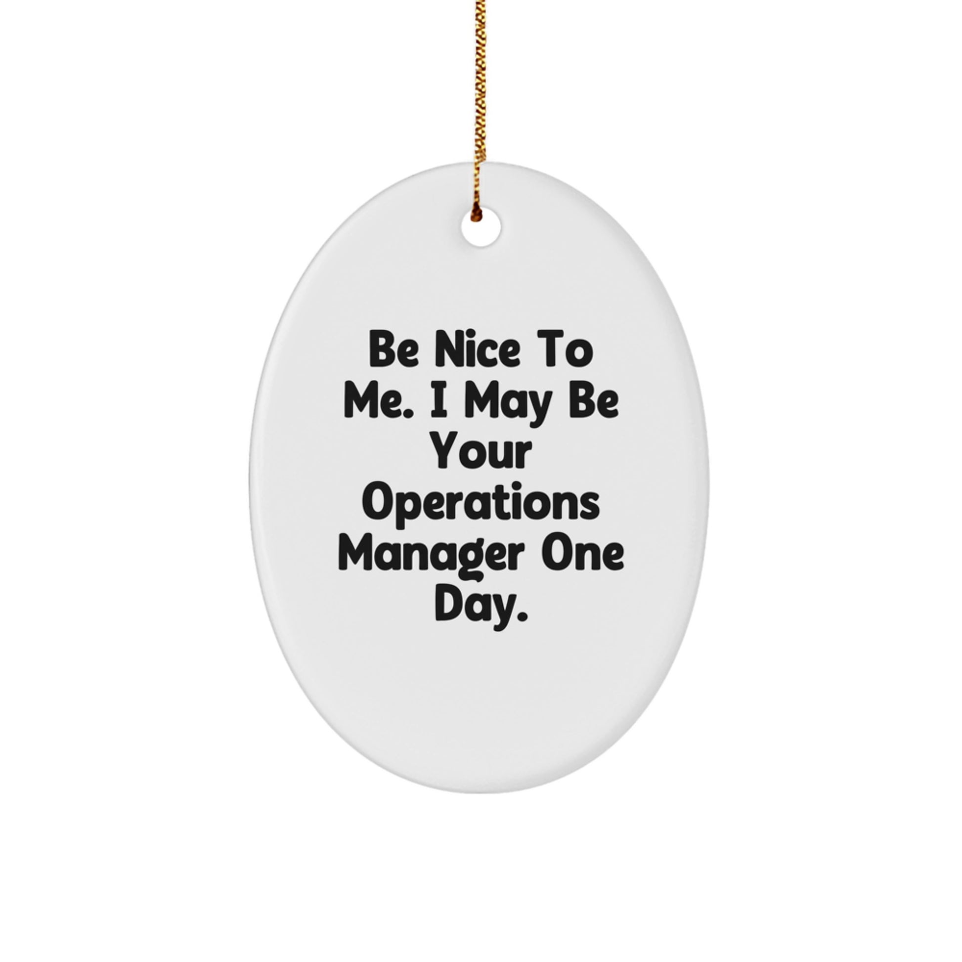 Funny Operations Manager Oval Ornament Gifts from Friends for Christmas - 'Be Nice To Me...'