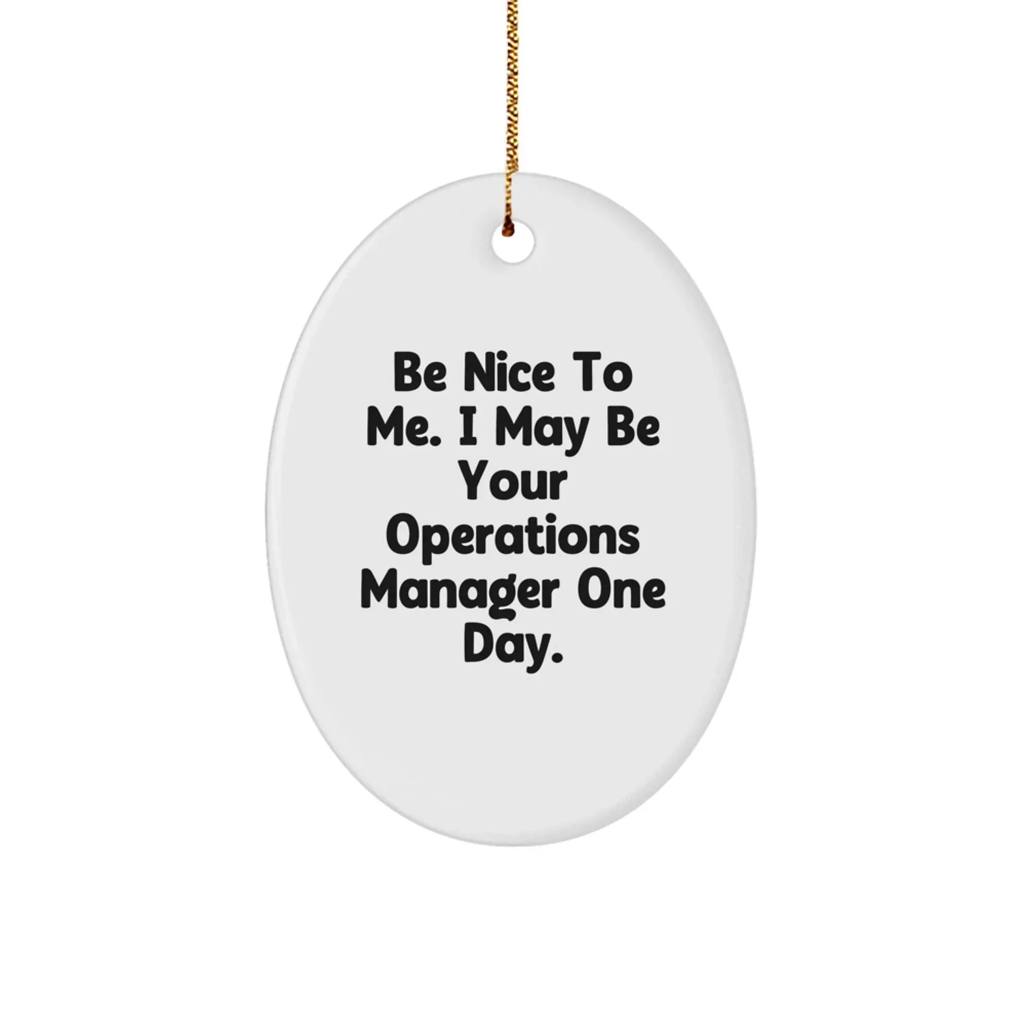 Funny Operations Manager Oval Ornament Gifts from Friends for Christmas - 'Be Nice To Me...'