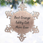 Funny Orange Tabby Cat Gifts from Best Mom Ever Snowflake Ornaments for Christmas, Orange Tabby Cat Mom's Unique Snowflake Ornament Gifts for Women, Friends, and Family
