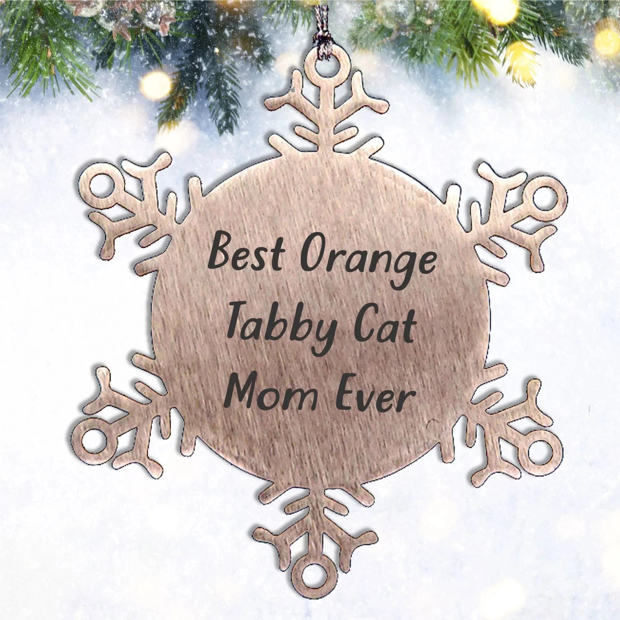 Funny Orange Tabby Cat Gifts from Best Mom Ever Snowflake Ornaments for Christmas, Orange Tabby Cat Mom's Unique Snowflake Ornament Gifts for Women, Friends, and Family