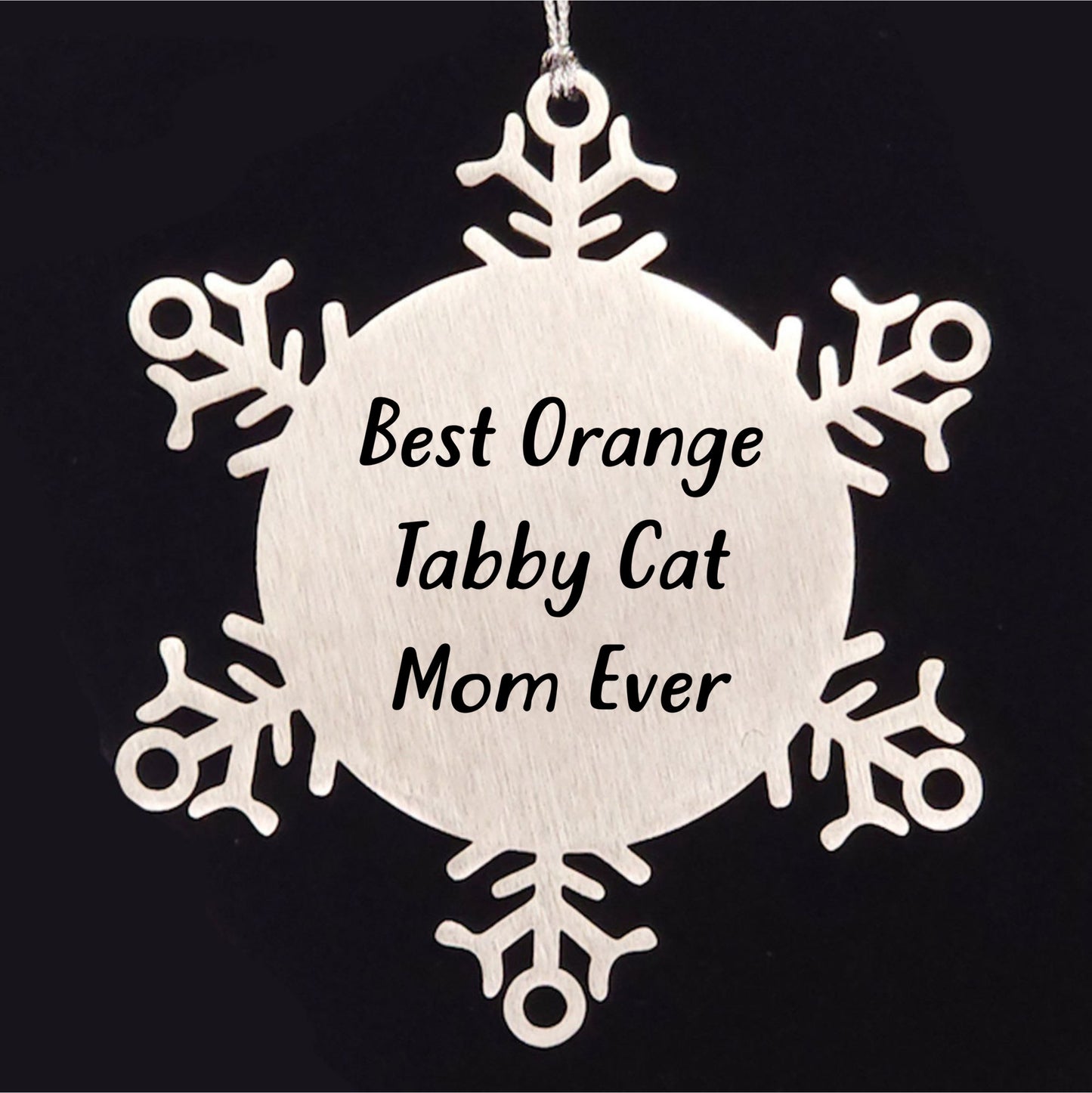 Funny Orange Tabby Cat Gifts from Best Mom Ever Snowflake Ornaments for Christmas, Orange Tabby Cat Mom's Unique Snowflake Ornament Gifts for Women, Friends, and Family