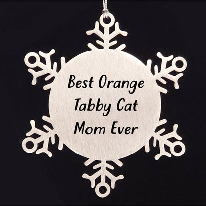 Funny Orange Tabby Cat Gifts from Best Mom Ever Snowflake Ornaments for Christmas, Orange Tabby Cat Mom's Unique Snowflake Ornament Gifts for Women, Friends, and Family