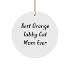 Funny Orange Tabby Cat Mom Gifts from Family for Orange Tabby Cat Lovers, Circle Ornament for Christmas
