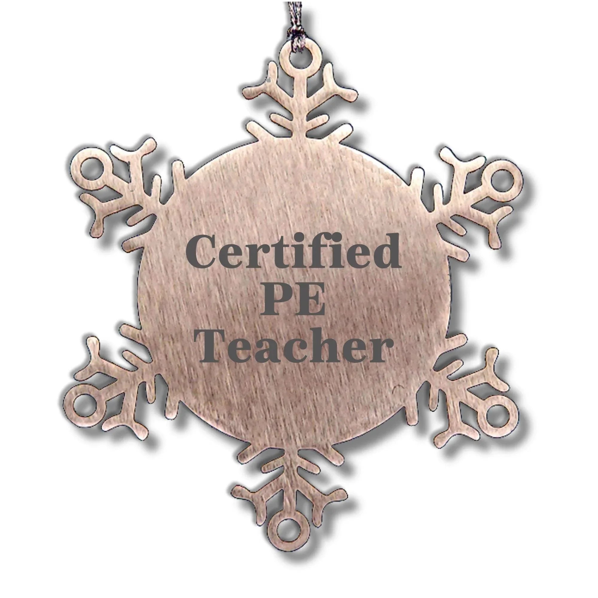 Funny PE Teacher Gift Ideas Snowflake Ornament for Certified PE Teachers, Gifts from Friends and Family for Christmas
