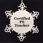 Funny PE Teacher Gift Ideas Snowflake Ornament for Certified PE Teachers, Gifts from Friends and Family for Christmas