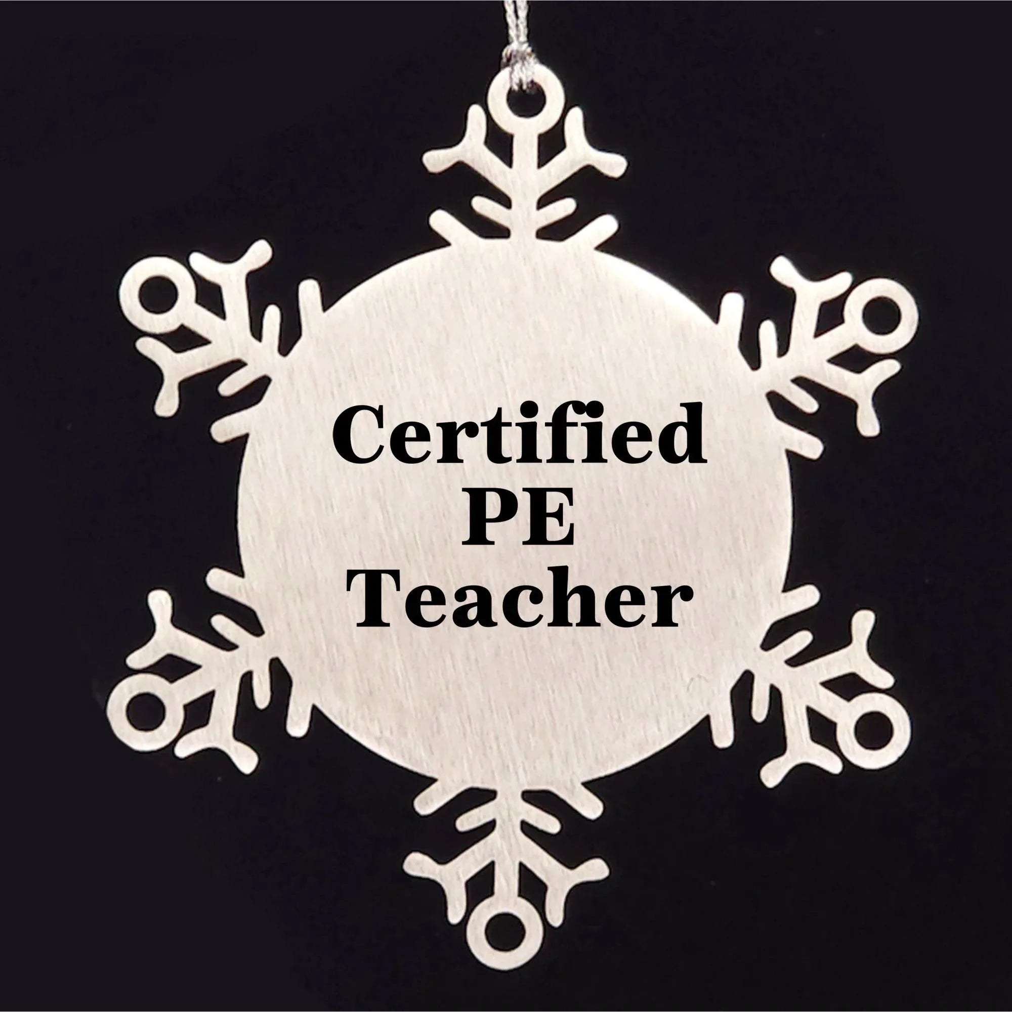 Funny PE Teacher Gift Ideas Snowflake Ornament for Certified PE Teachers, Gifts from Friends and Family for Christmas