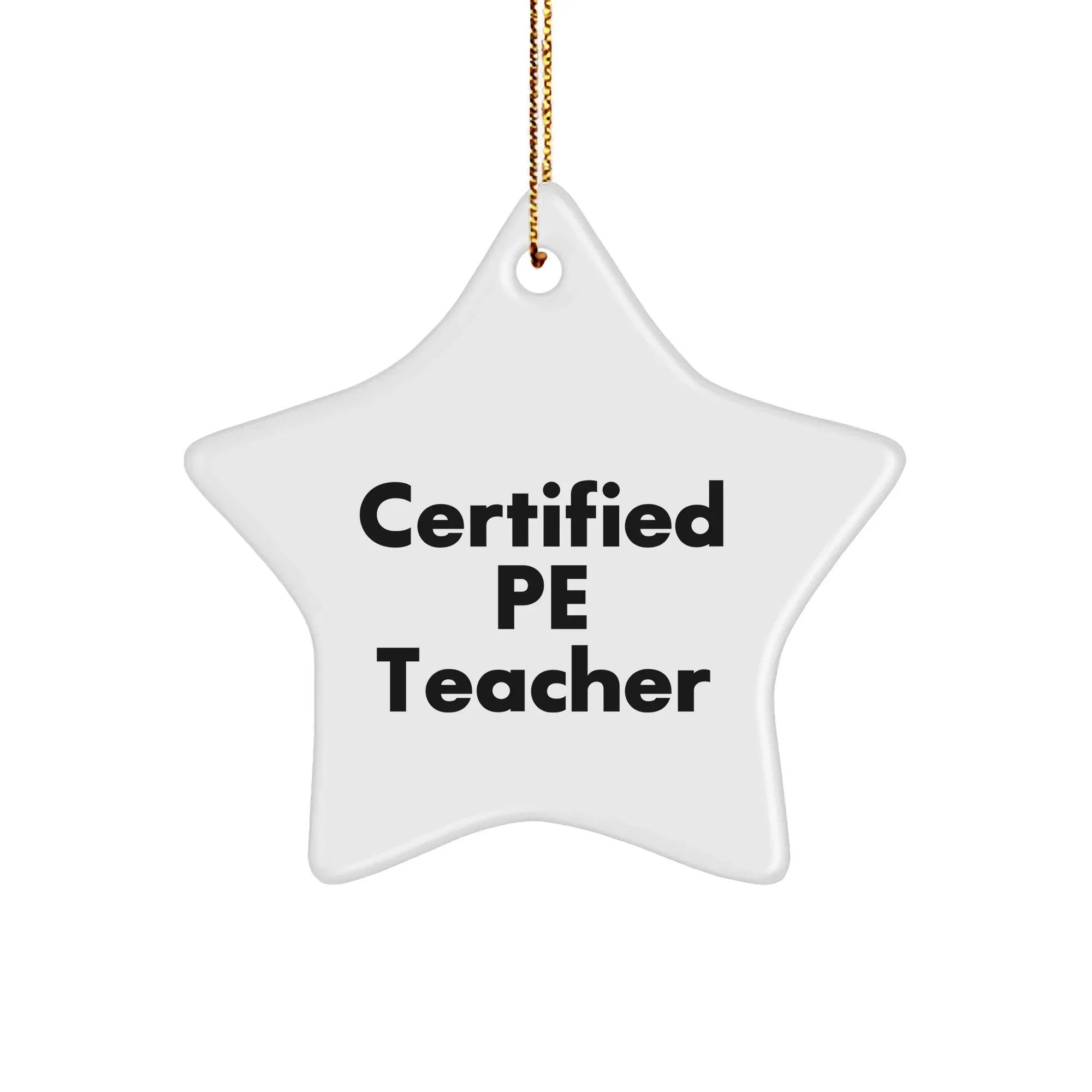 Funny PE Teacher Gifts for Men - Certified Quote Star Ornament, Christmas Unique Presents from Friends, Family, Coworkers to PE Teachers
