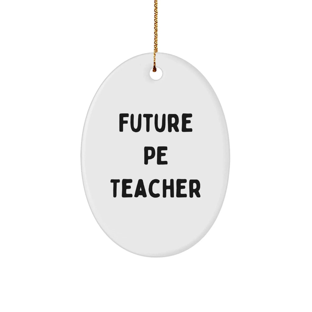 Funny PE Teacher Oval Christmas Ornament 'Future PE Teacher' Appreciation Birthday Gifts